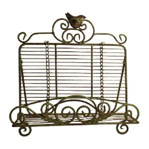 Decorative Metal Cookbook Holder With Bird Finial